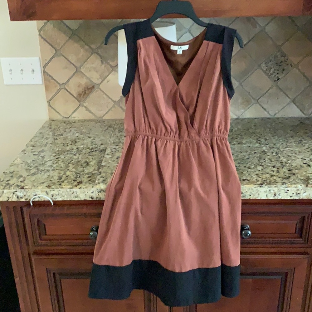 Brown and black suede dress